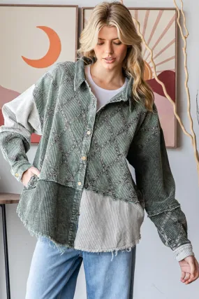 Corduroy Color Block Jacket #350