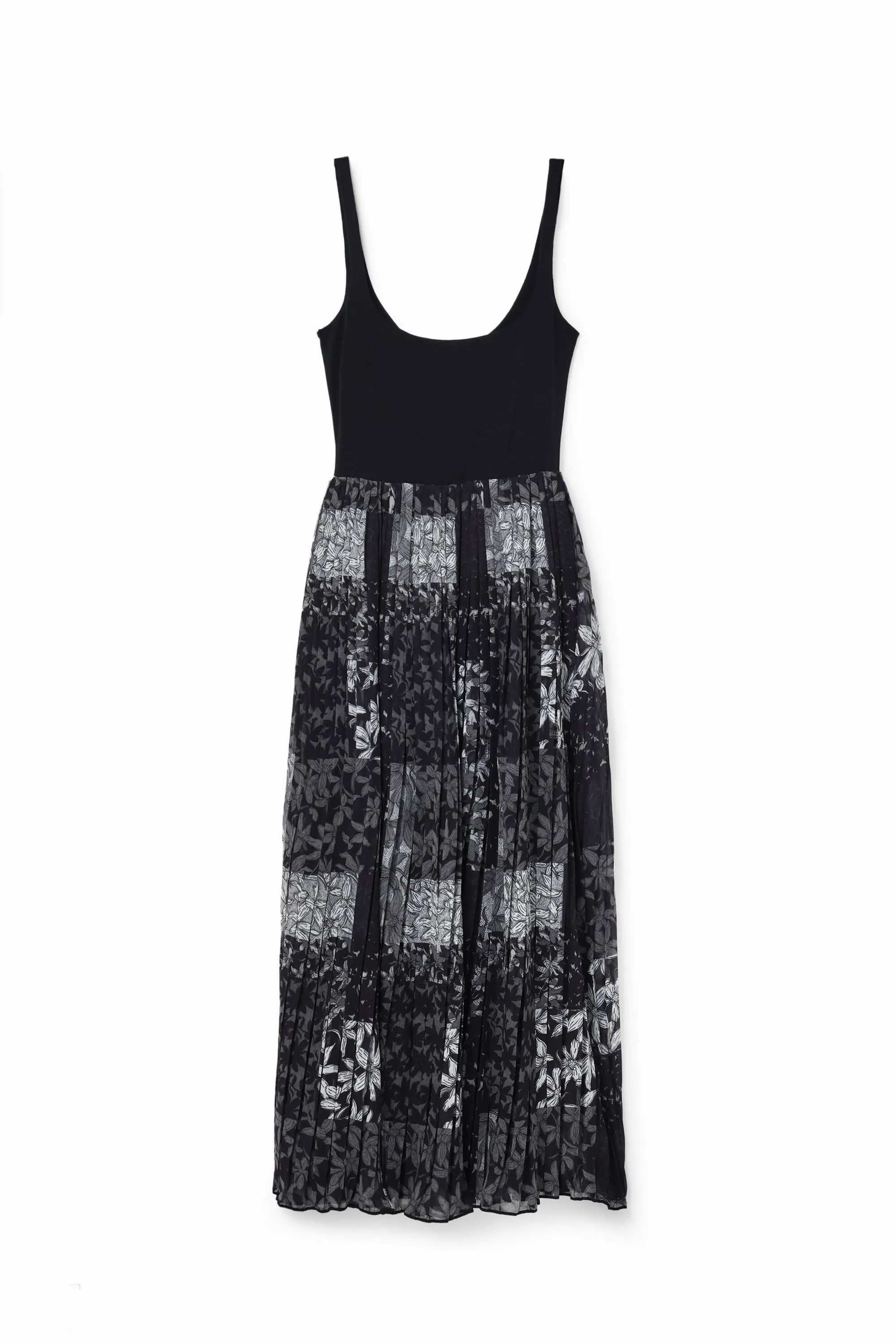 Desigual Cassidi Jersey Dress Vest Top with Mesh Midi Skirt 24SWVW14