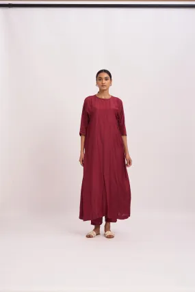 Dot   I   Ishani Waab Deep Red Kurta with Pants Cotton silk Chaak Bangla Kaftan Style  Deep Red  SS24-IT-2