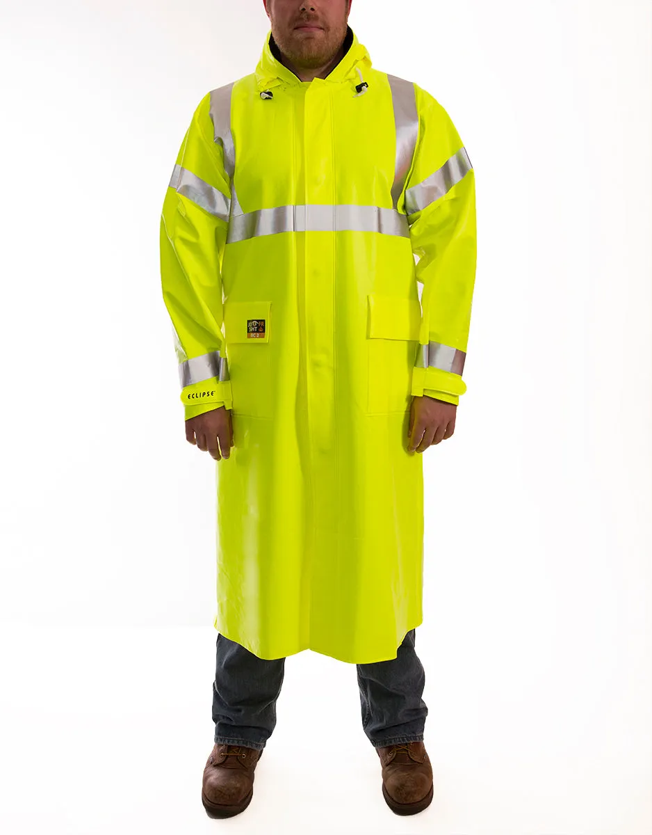 Eclipse™ Coat - Fluorescent Yellow-Green - Attached Hood - Silver Reflective Tape