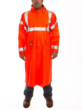 Eclipse™ Coat - Fluororescent Orange-Red - Attached Hood - Silver Reflective Tape