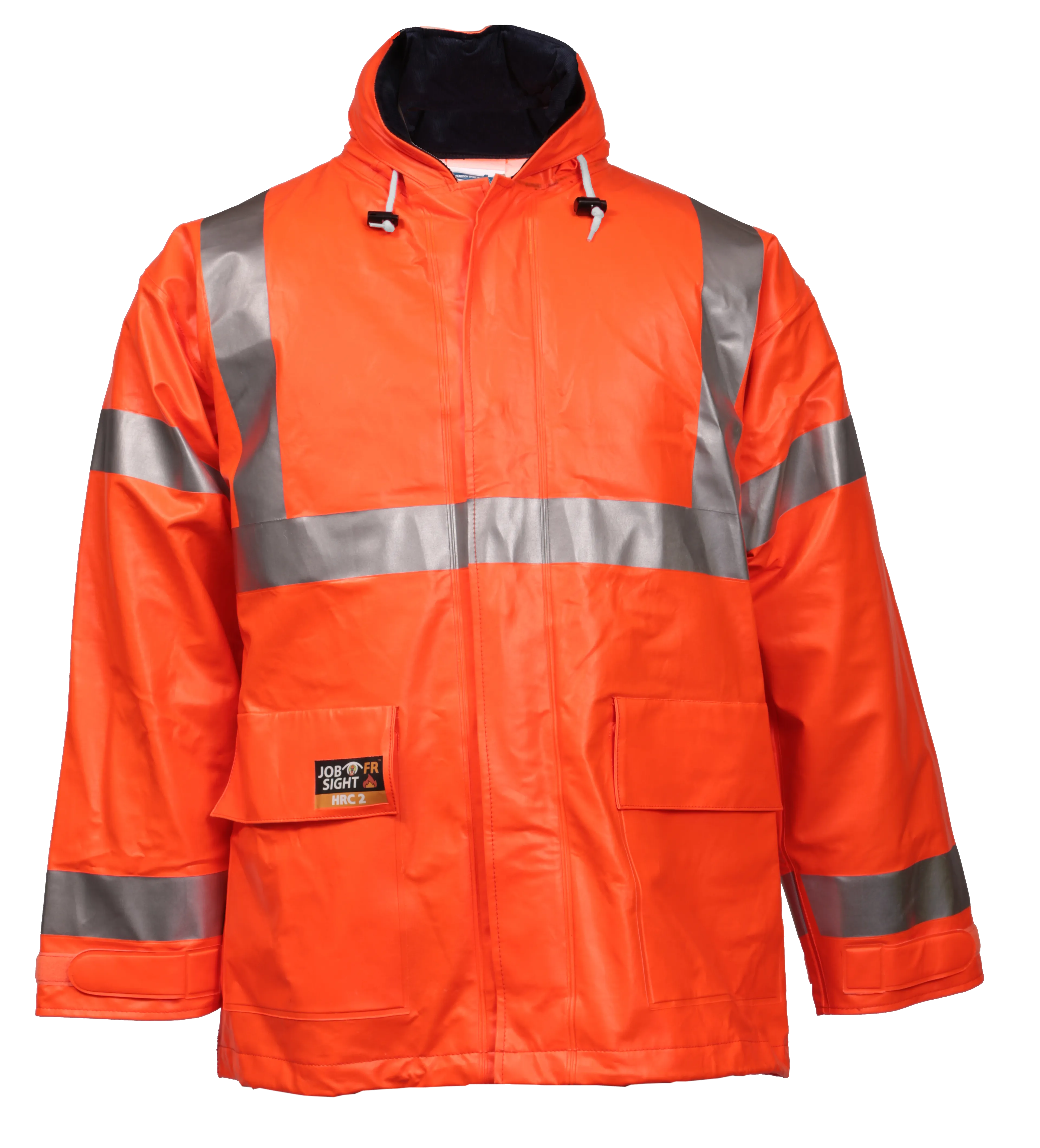 Eclipse™ Jacket - Fluorescent Orange-Red - Attached Hood - Silver Reflective Tape