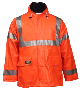 Eclipse™ Jacket - Fluorescent Orange-Red - Attached Hood - Silver Reflective Tape