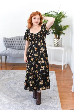 Evie Floral Flutter Sleeve Smocked Midi Dress