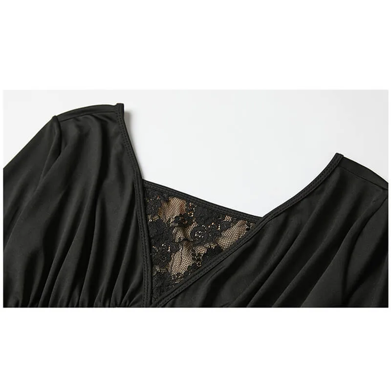 Flared Asymmetric Long Sleeve Dress