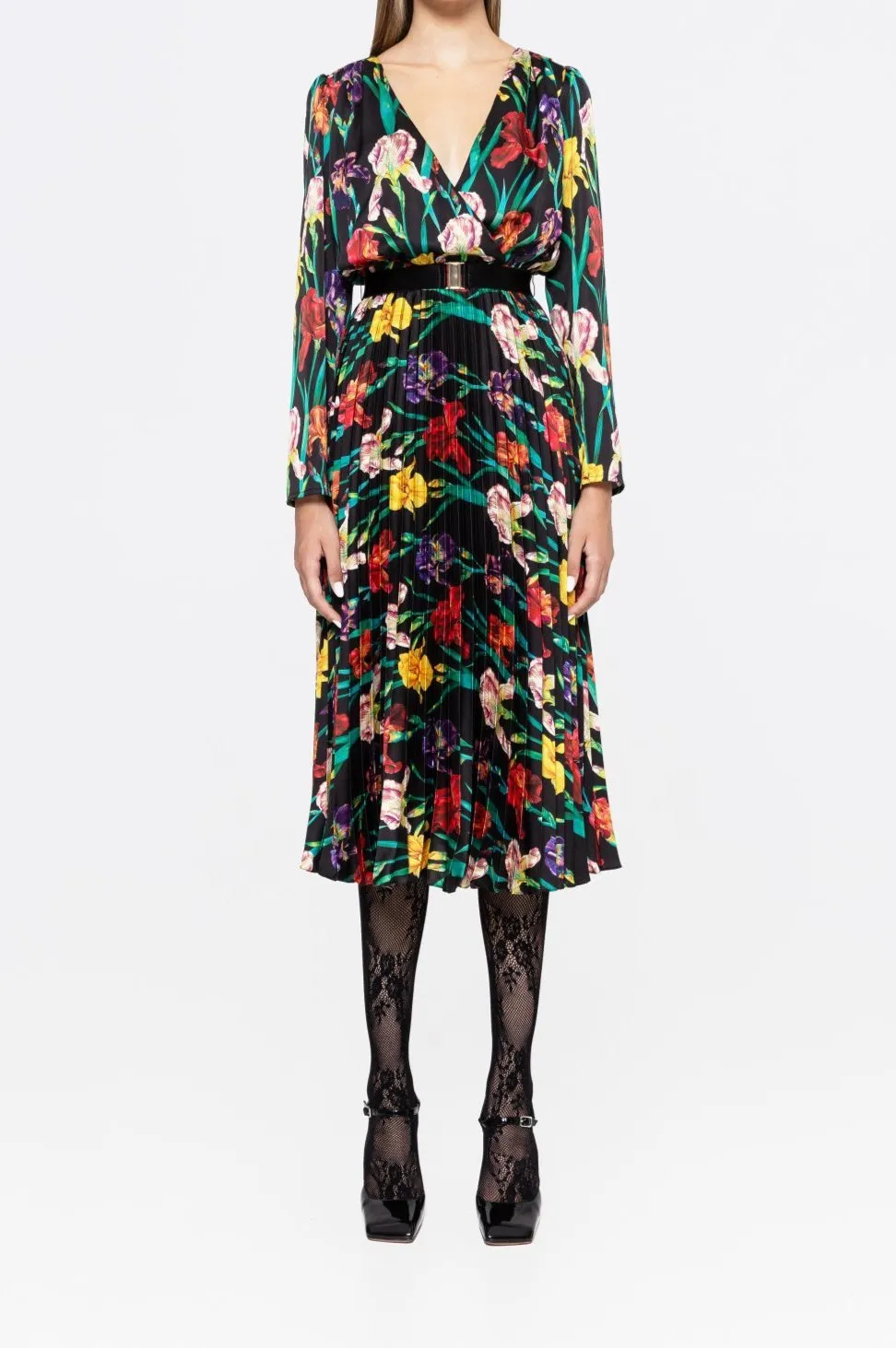 Floral  Print Satin Midi Dress