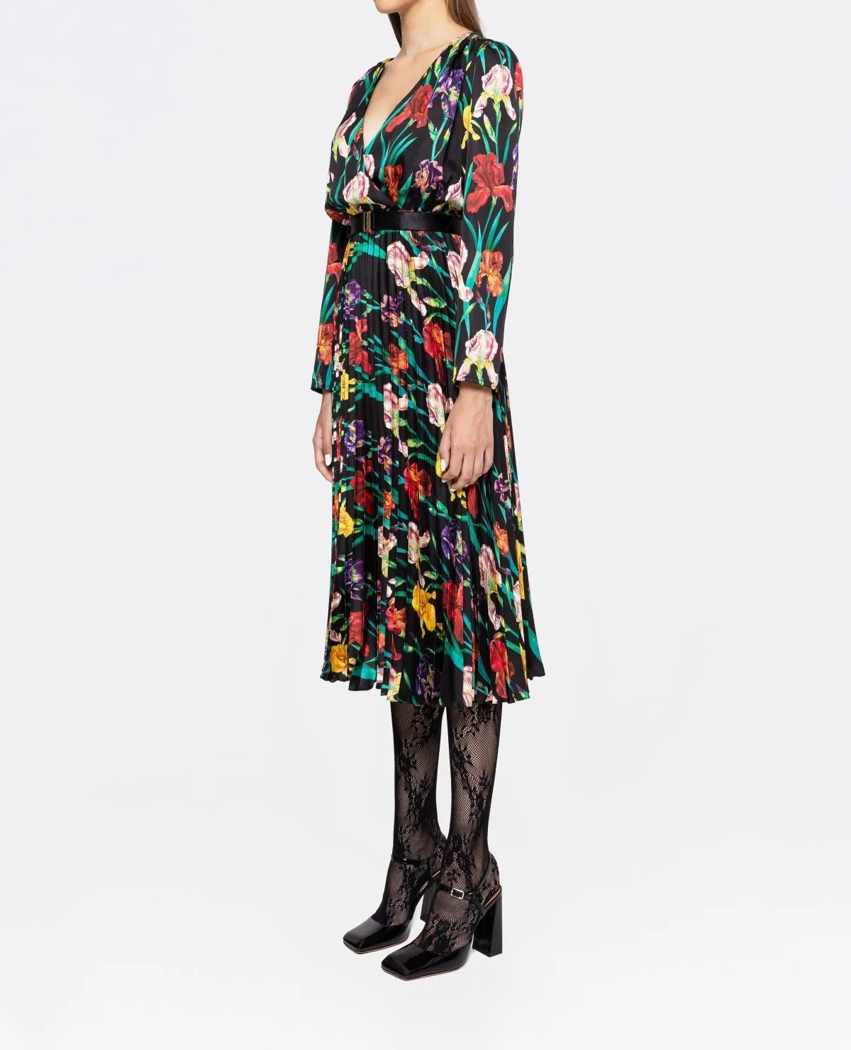 Floral  Print Satin Midi Dress