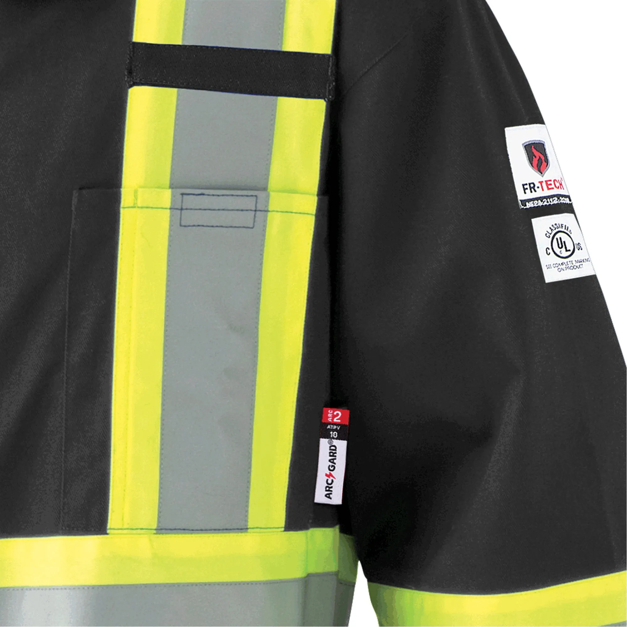 FR-Tech® 88/12 FR Arc Rated Coveralls, Size 46, Black, 9.7 cal/cm²