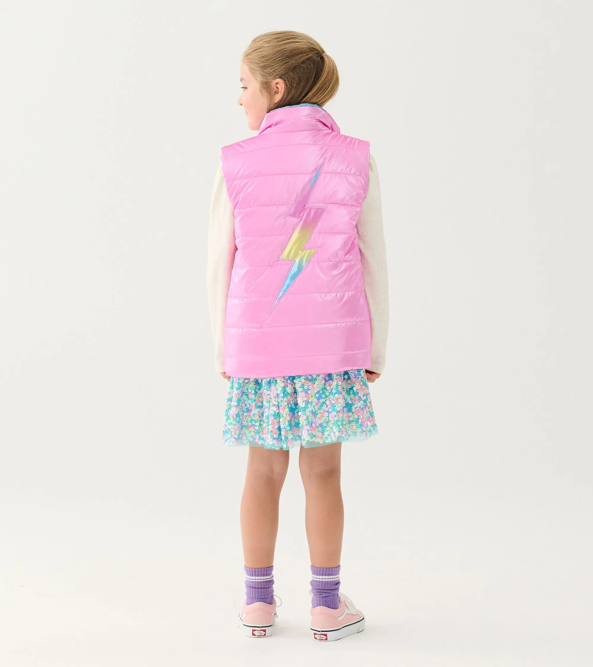 Girls Rainbow Shine Reversible Quilted Vest