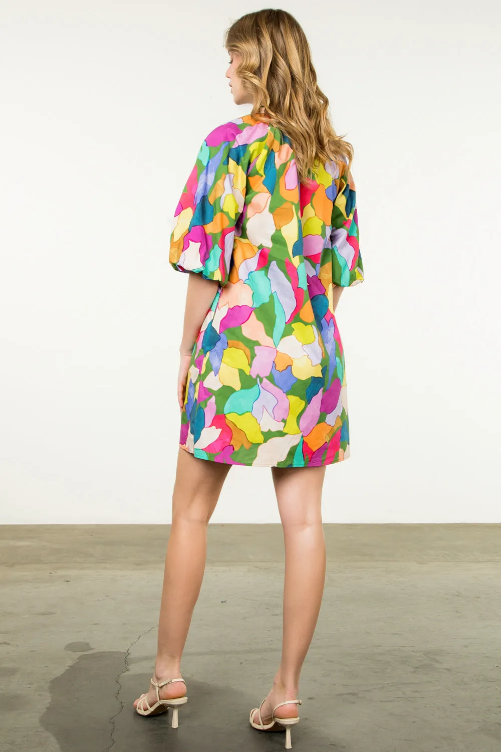 Glenda Puff Sleeve Multi Color THML Dress