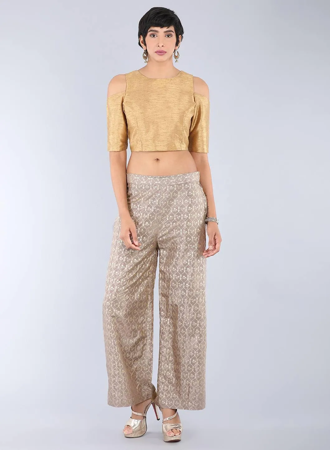 Gold Printed Palazzo Pants
