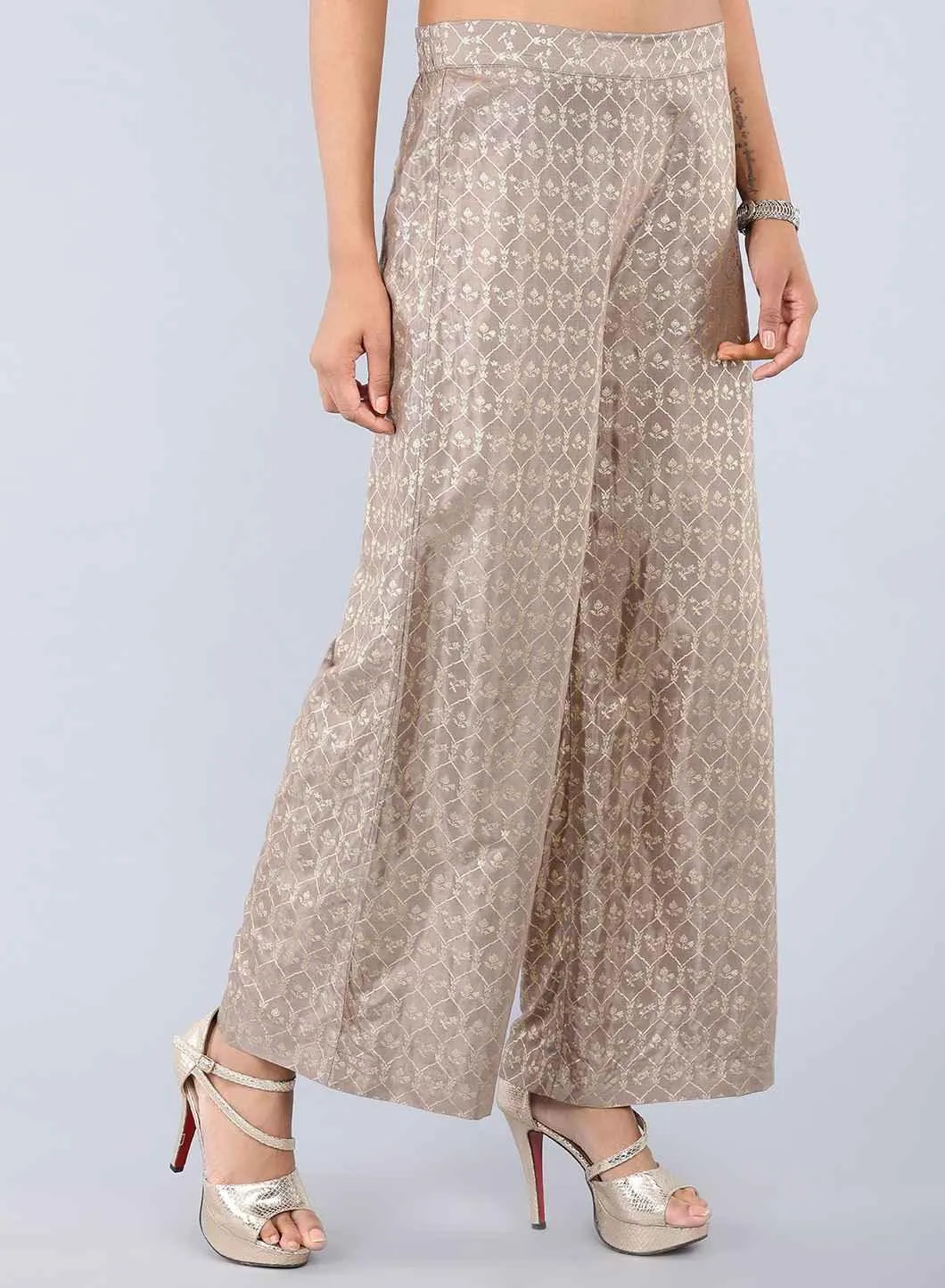 Gold Printed Palazzo Pants
