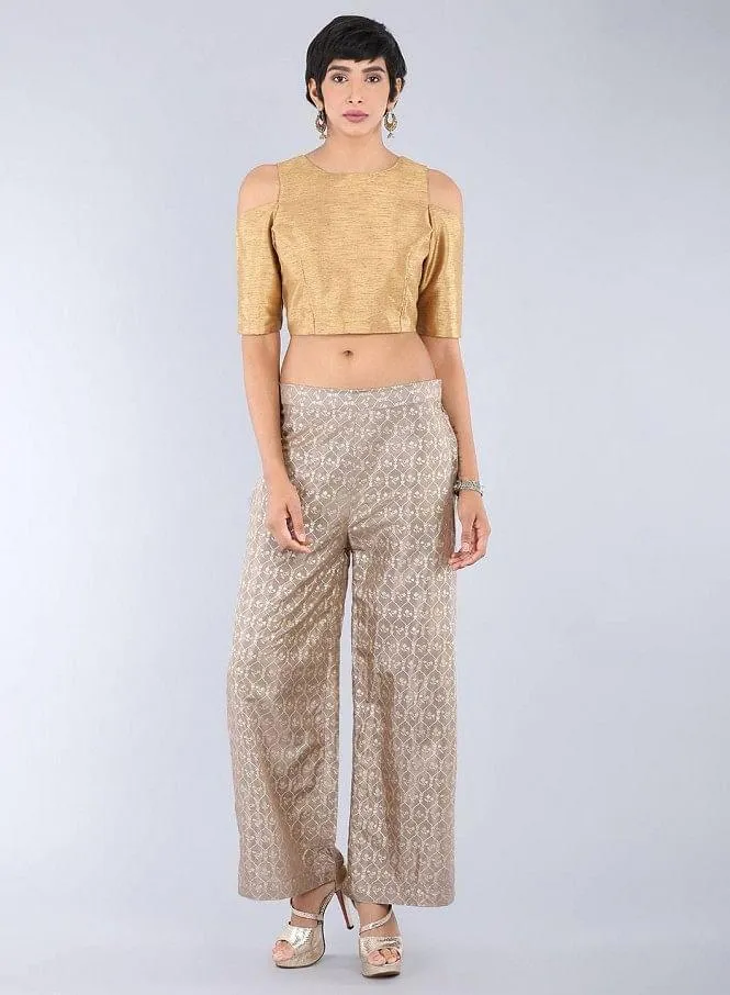 Gold Printed Palazzo Pants