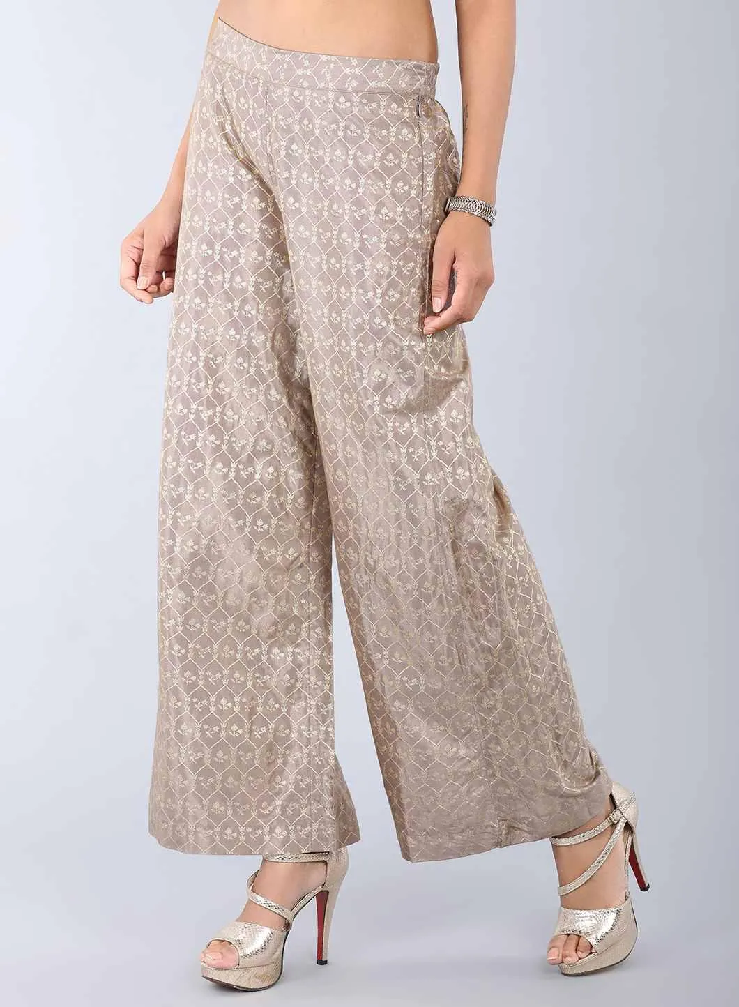 Gold Printed Palazzo Pants