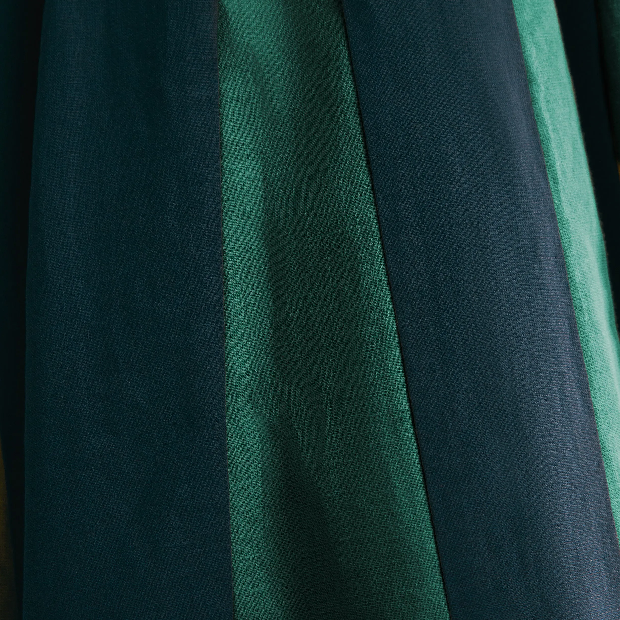 Green Soft Cap Sleeve Flared Linen Dress