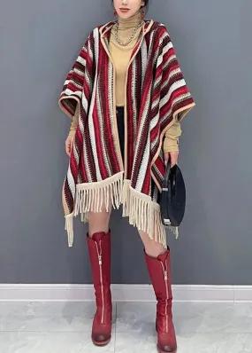 Hooded Tasseled Knit Cardigan Fall