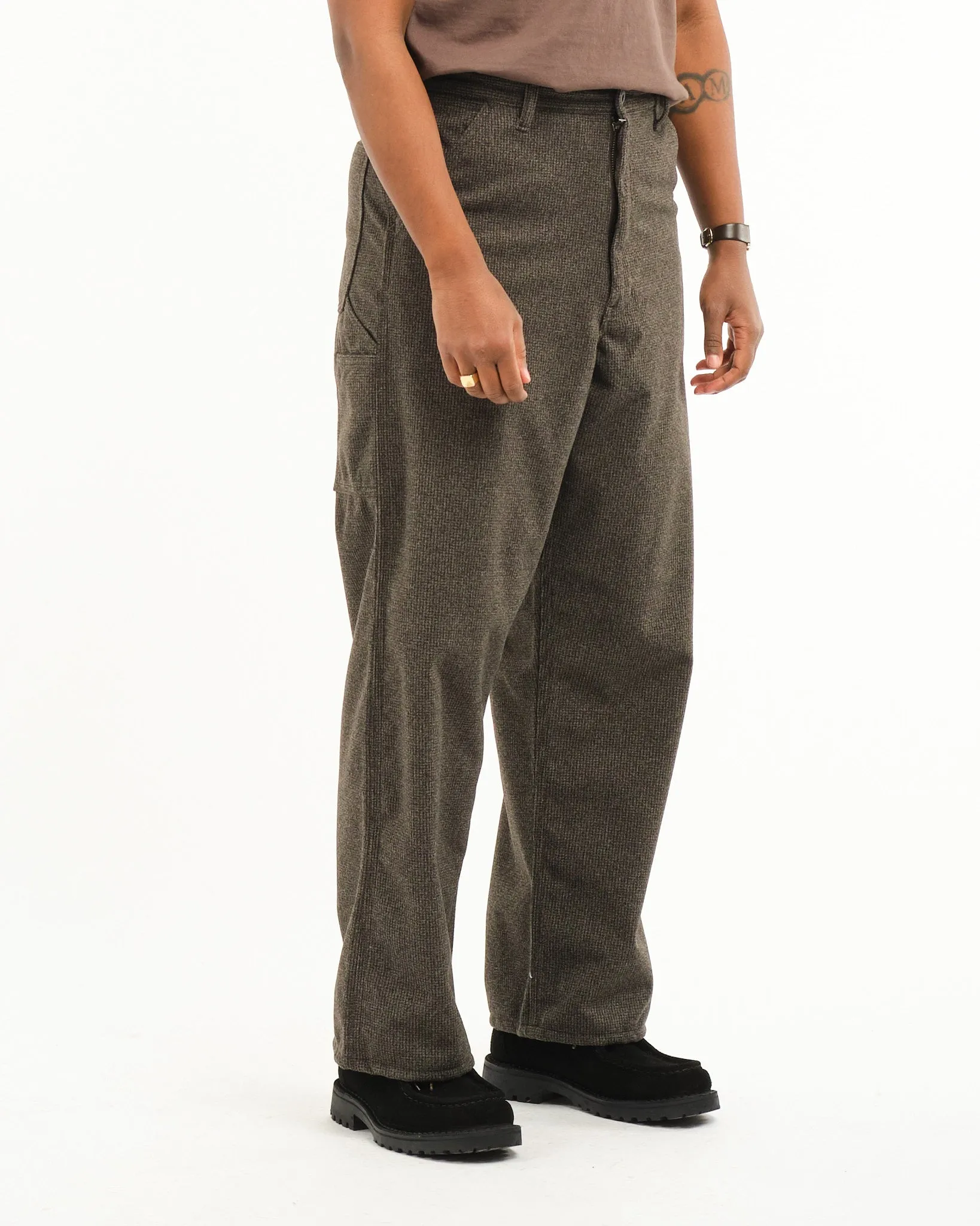 HOUNDSTOOTH DAD'S FIT PAINTER PANTS BROWN HOUND'S TOOTH