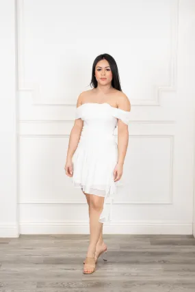 Julieta - White Off-Shoulder Strapless Mini Dress