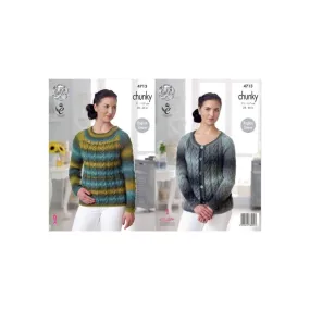 King Cole Riot Chunky Knitting Pattern 4713