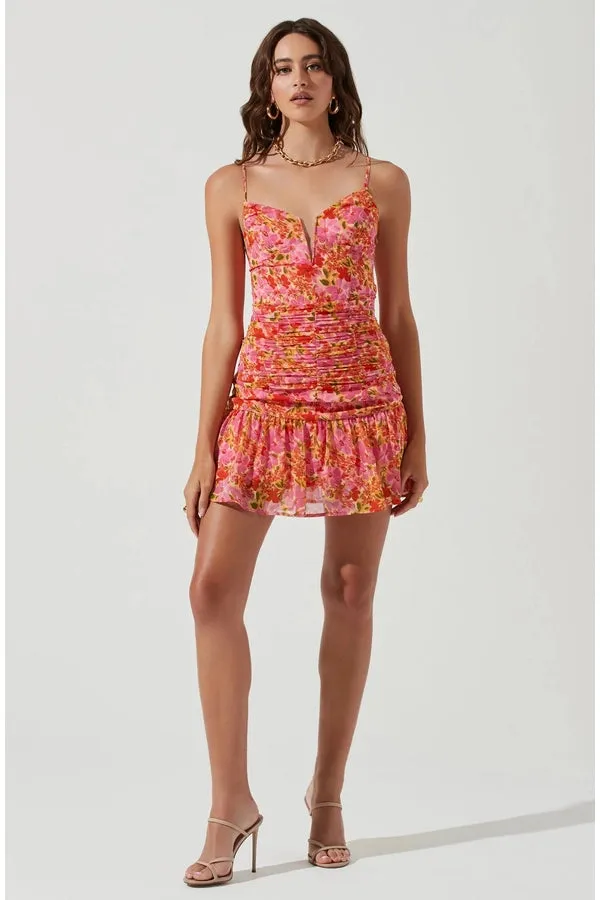 Meg Floral Ruched Mini Dress