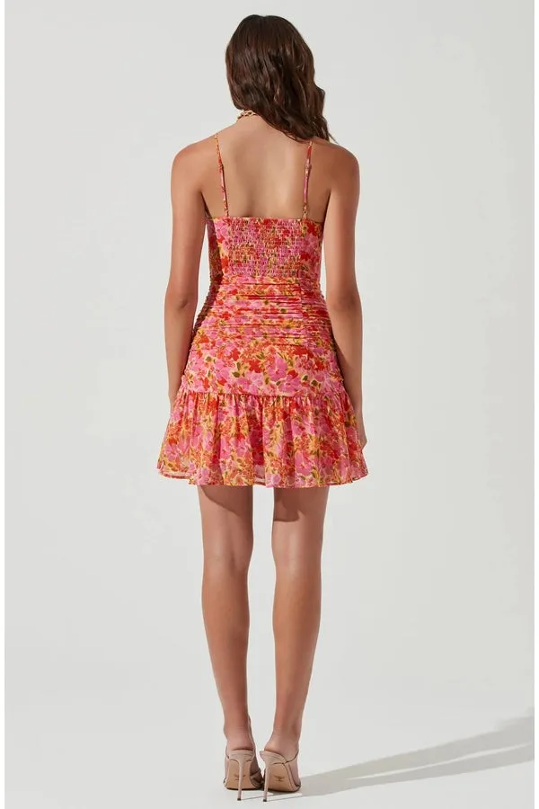 Meg Floral Ruched Mini Dress
