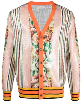 Multicolor Sequin Patchwork Cardigan