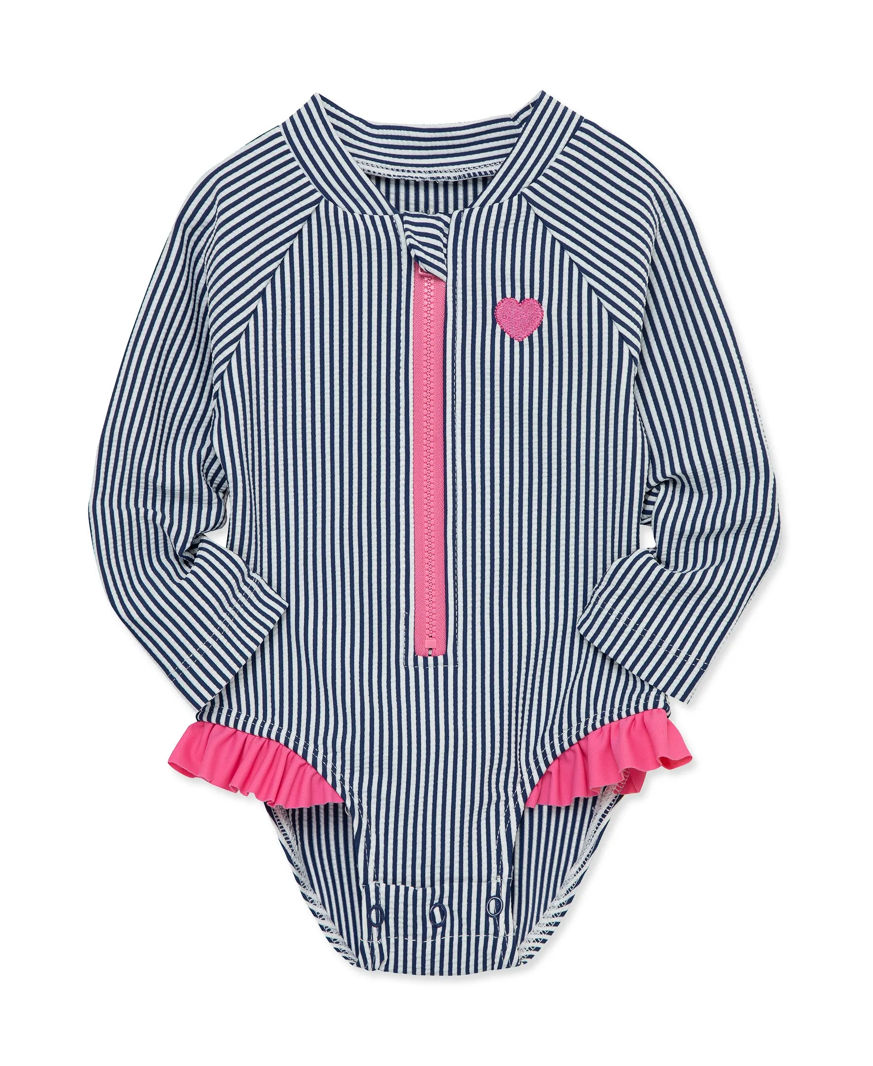 Navy Stripe One-Piece Infant Rashguard (6M-24M)