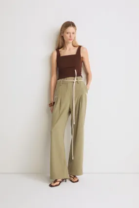 Oil Green Bow Detailed Palazzo Pants