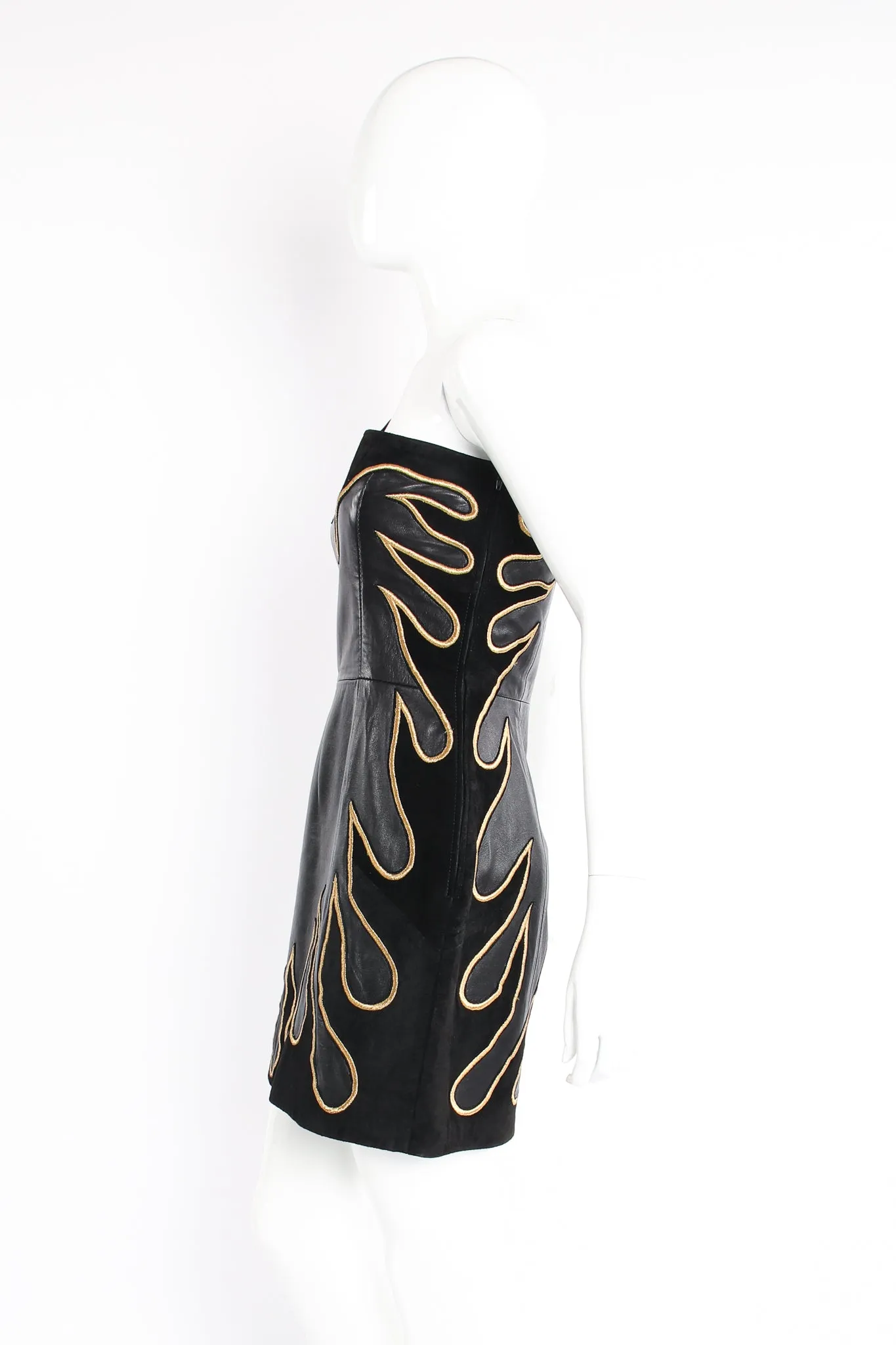 One-Shoulder Leather Flame Dress