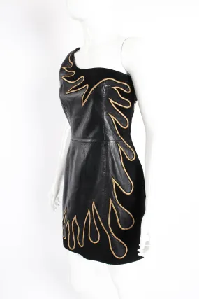 One-Shoulder Leather Flame Dress