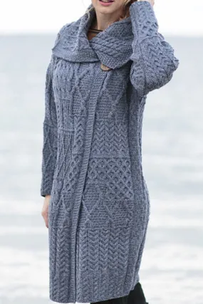 Patchwork Long Merino Wool Cardigan