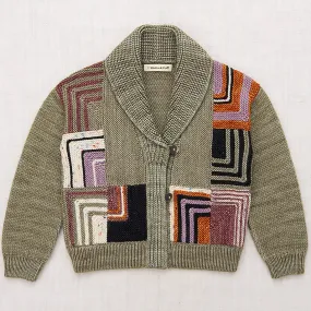 Patchwork Shawl Collar Cardigan in Seal Gray by Misha & Puff