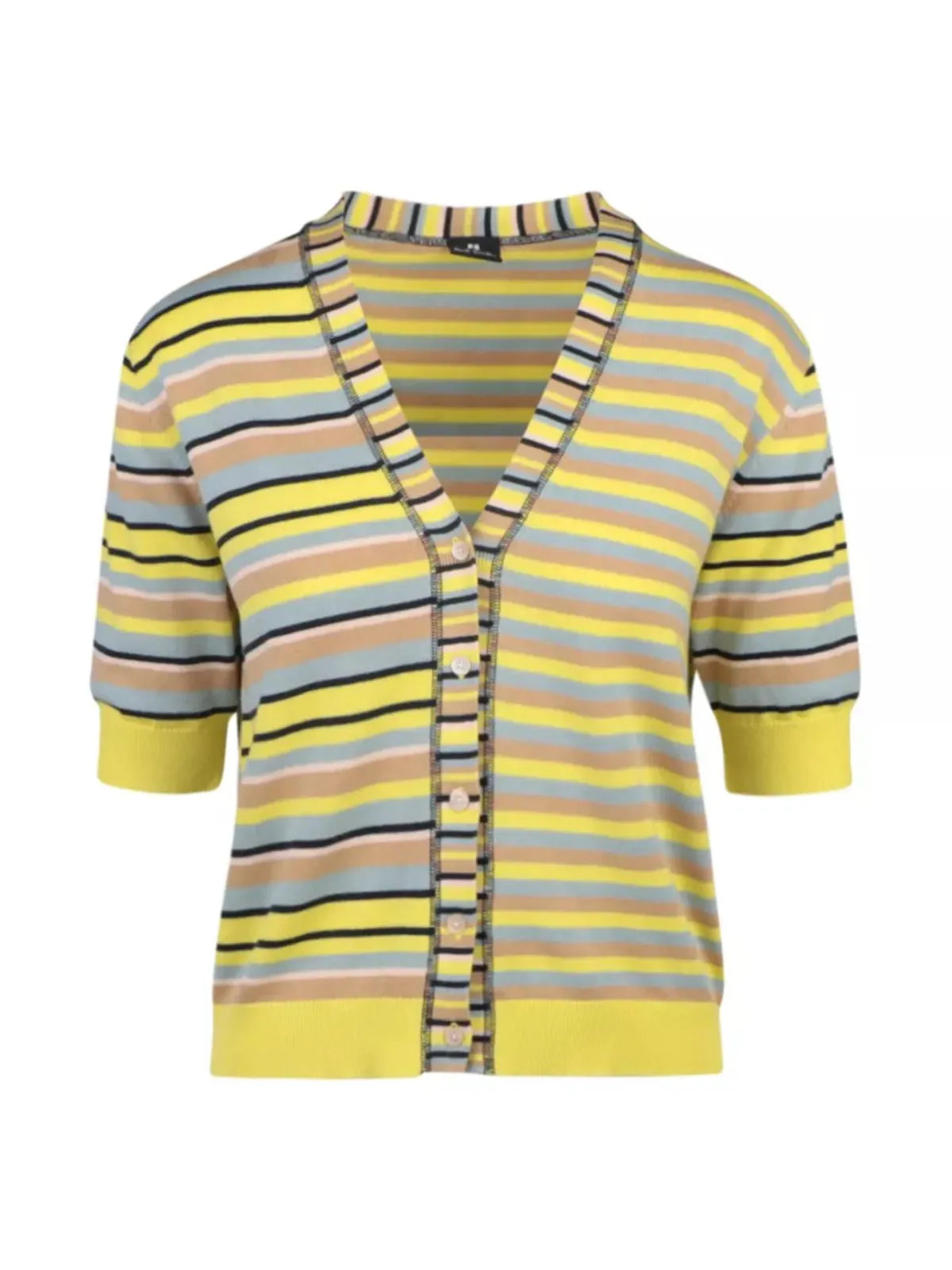 Paul Smith Yellow Knitted Stripe Cardigan