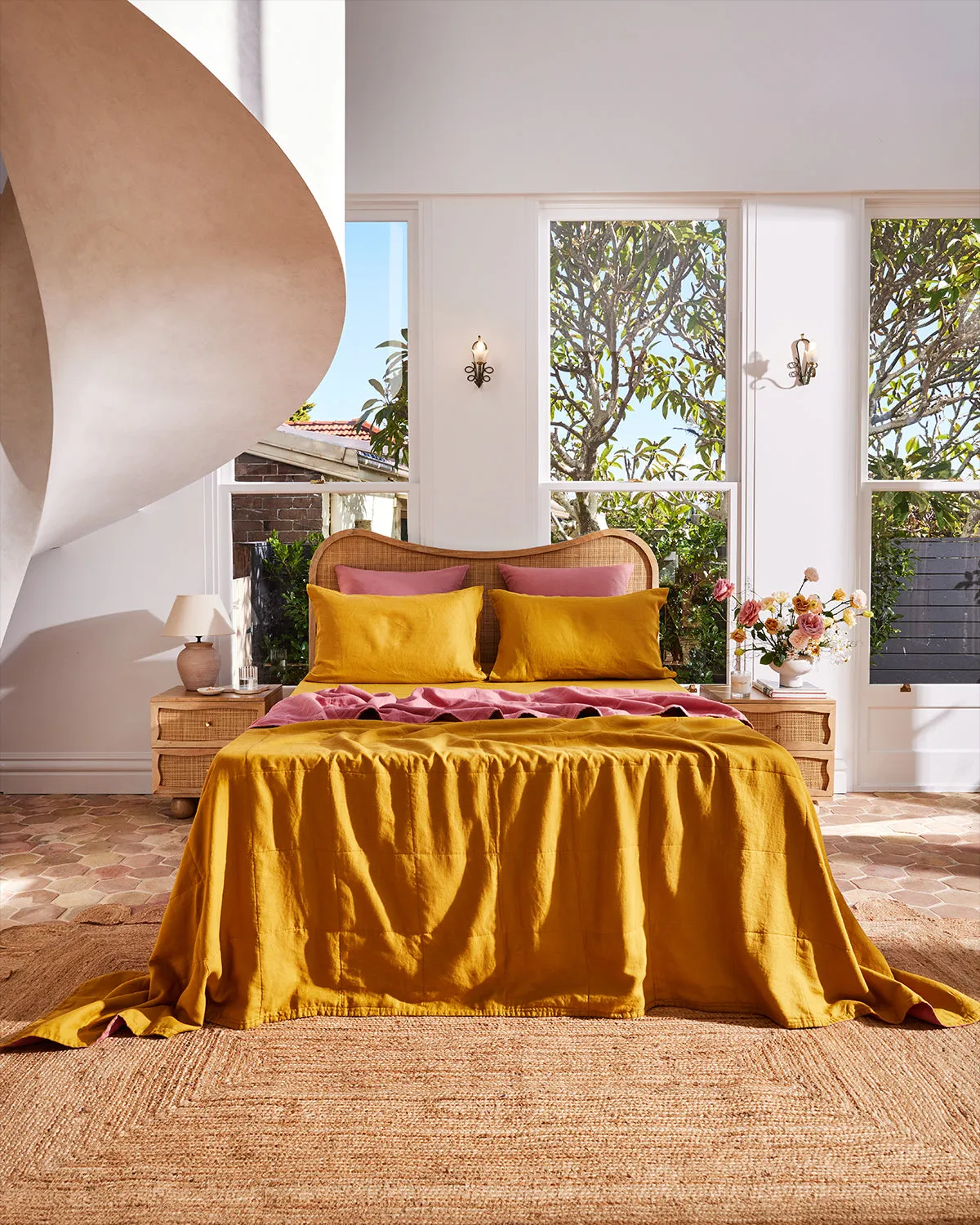 Pink Clay & Turmeric Two-Tone Quilt