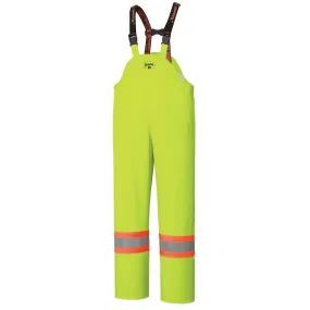 Pioneer Men's Hi Vis FR Work Bib Pants - CSA Certified, Poly Stretch, Flame Resistant, Waterproof, Reflective Tape, Durable Safety Gear | Sizes S-7XL