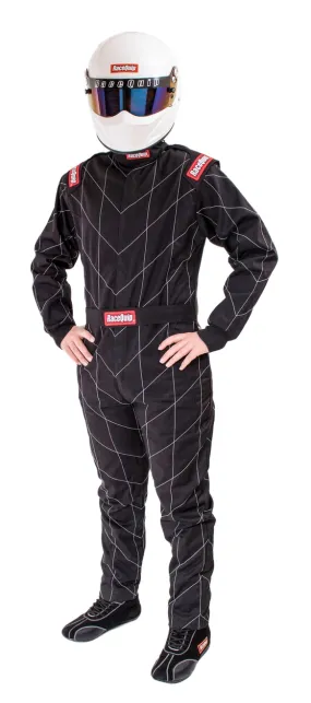 RaceQuip One Piece Single Layer Fire Suit - Black - Medium Tall - 130904