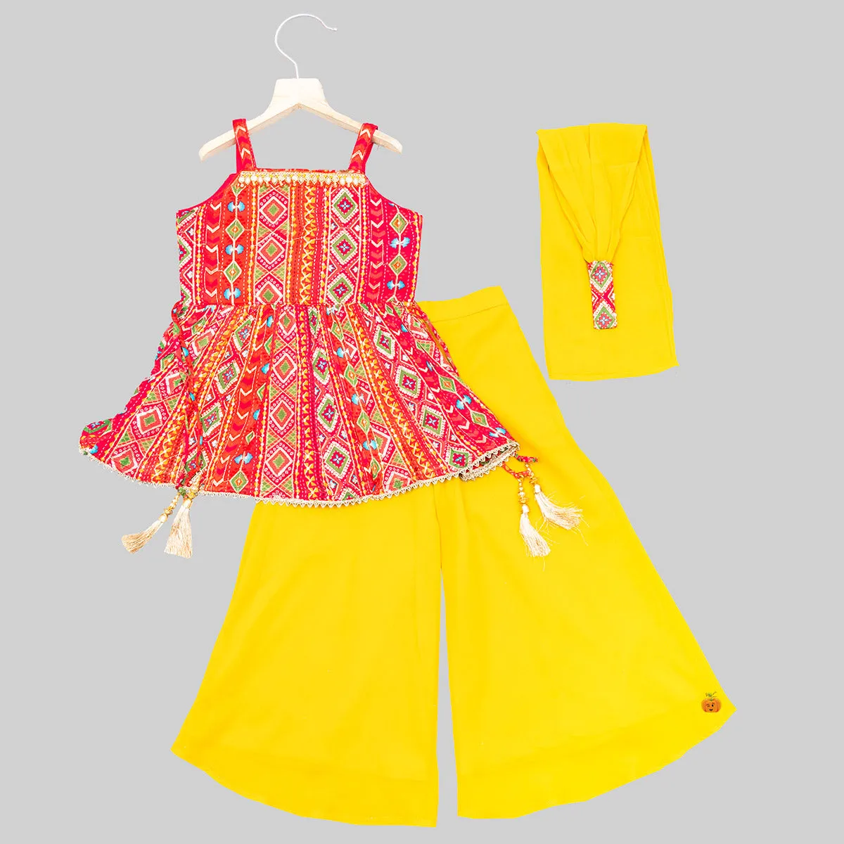Rama & Red Embroidered Palazzo Suit for Girls