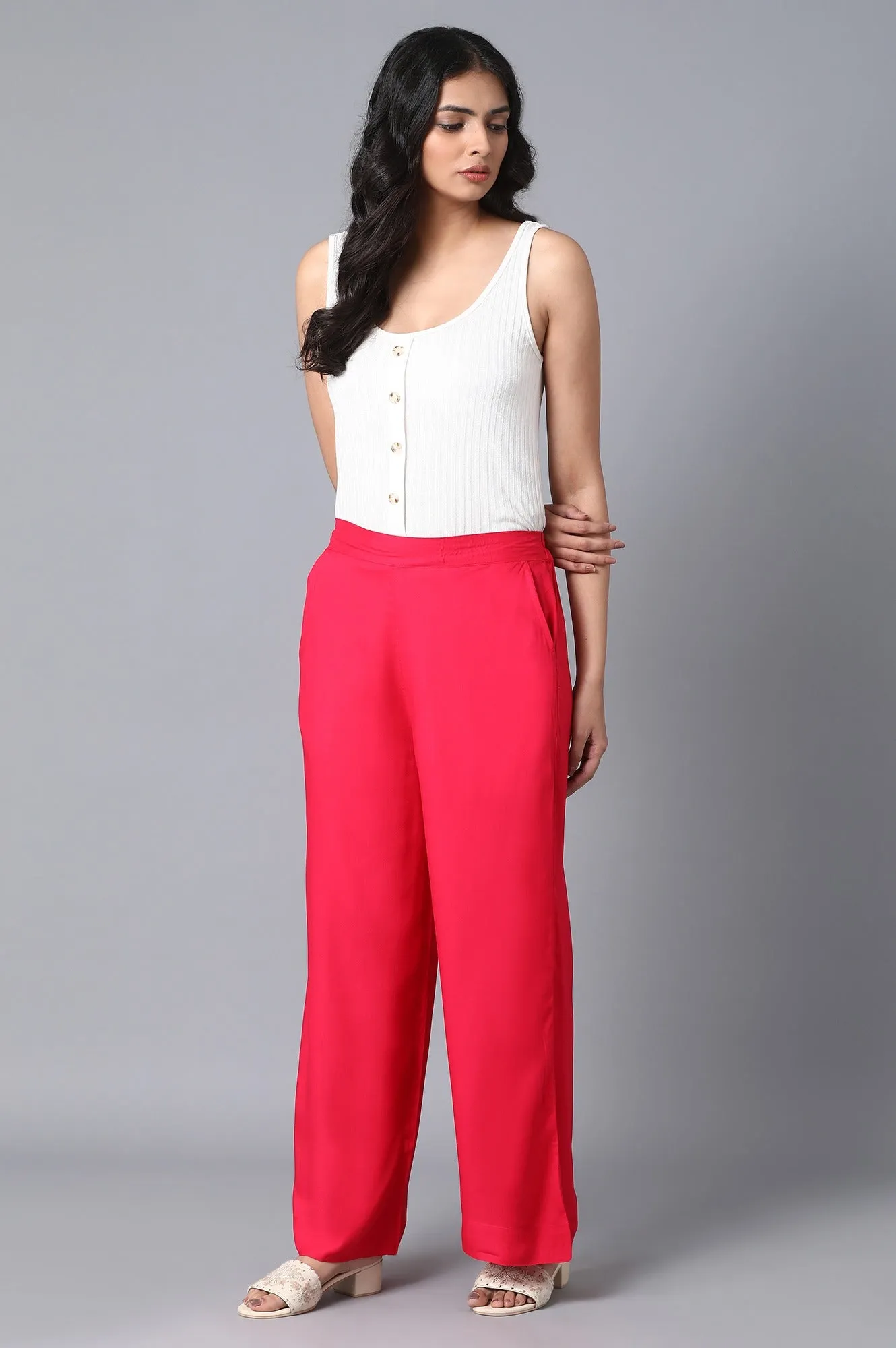 Red Loose Fit Palazzo