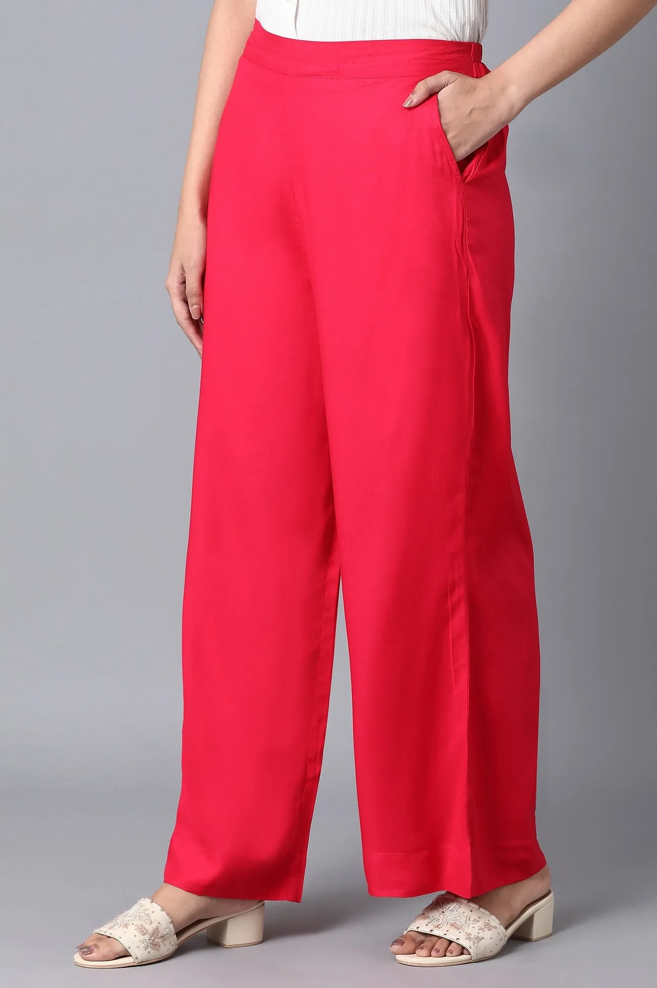 Red Loose Fit Palazzo
