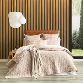 Renee Taylor Alison Yarn Dyed Cotton Reversible Quilted Coverlet Set - Clay