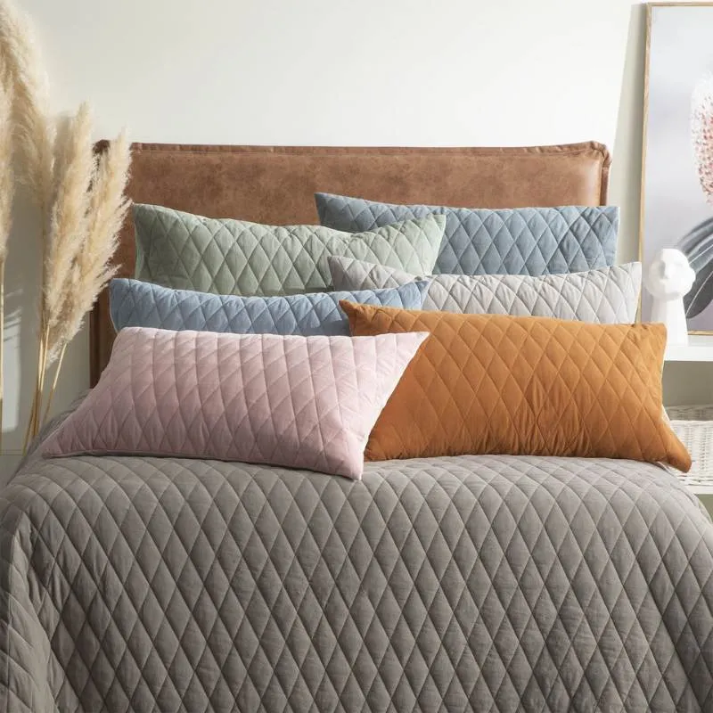 Renee Taylor Diamante Vintage Stone Washed Quilted Charcoal Coverlet Set