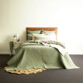 Renee Taylor Diamante Vintage Stone Washed Quilted Juniper Coverlet Set