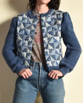 Sara 1970s Hand Knit Patchwork Cardigan