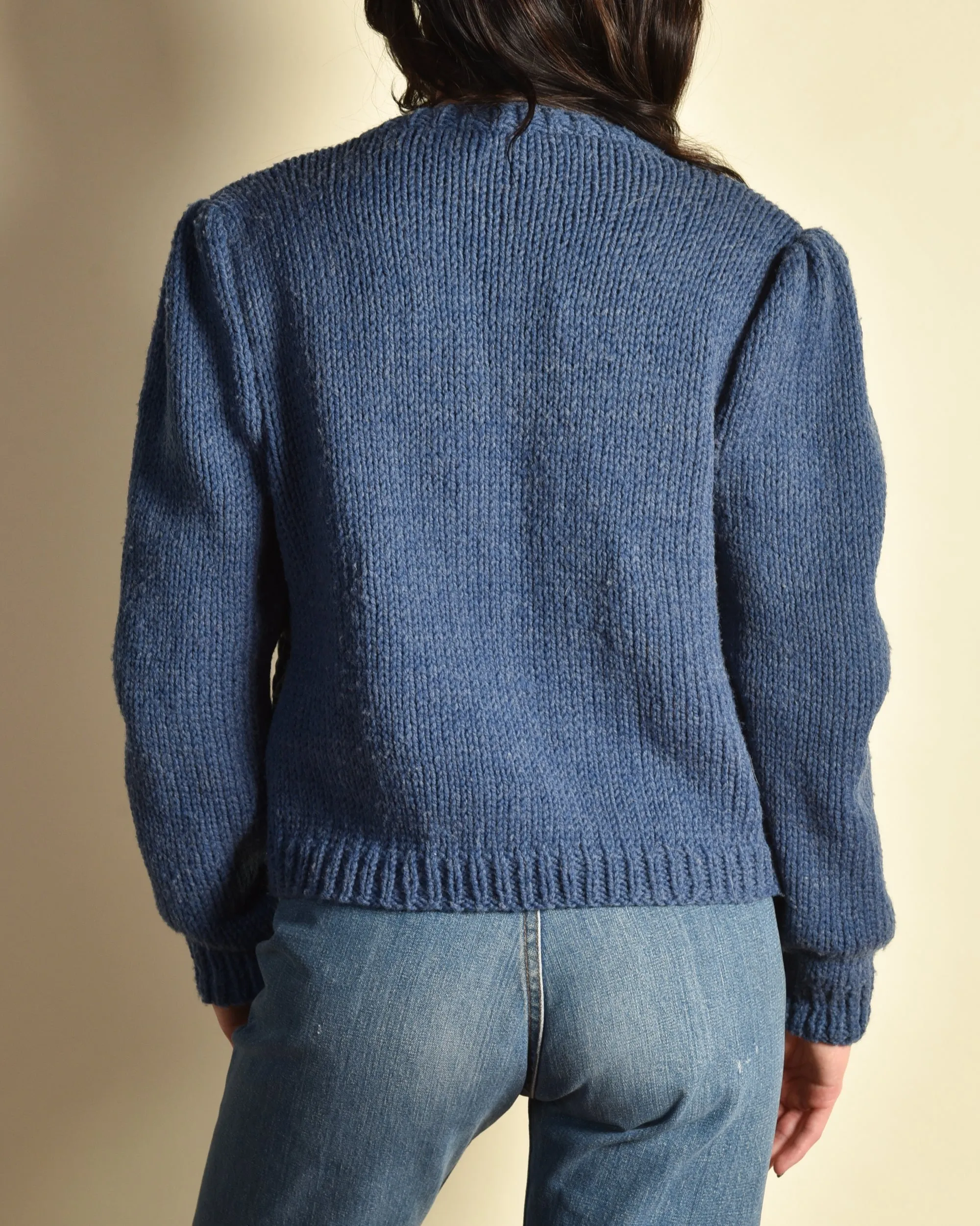 Sara 1970s Hand Knit Patchwork Cardigan