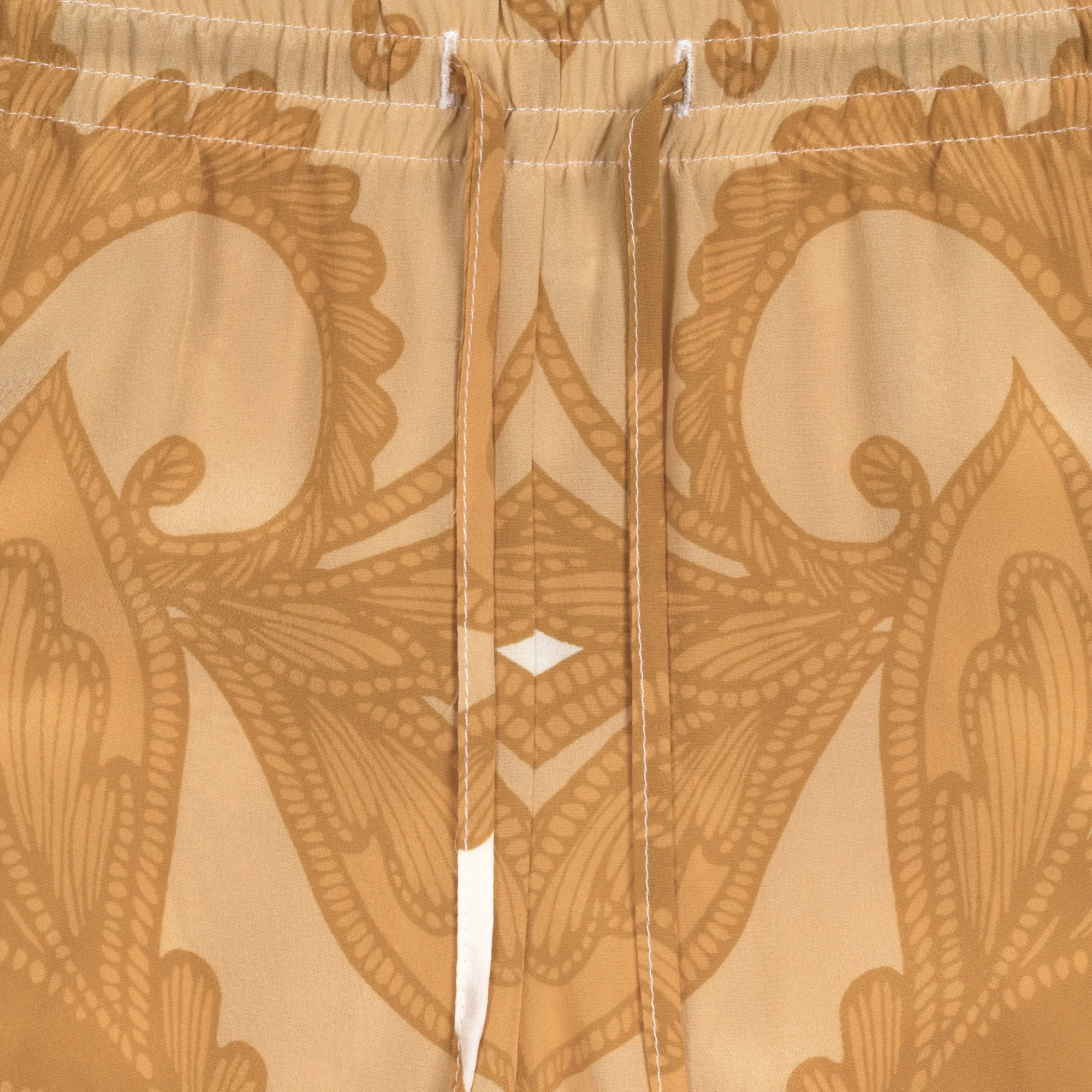 Silk palazzo pants gold paisley print