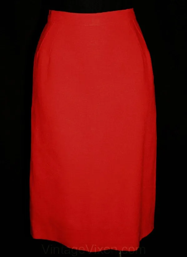 Size 4 Couture Quality Suit - 50s Flame Orange Linen Jacket & Skirt - Probably Davidow - 250 Original Price - Small - Deadstock - 33665