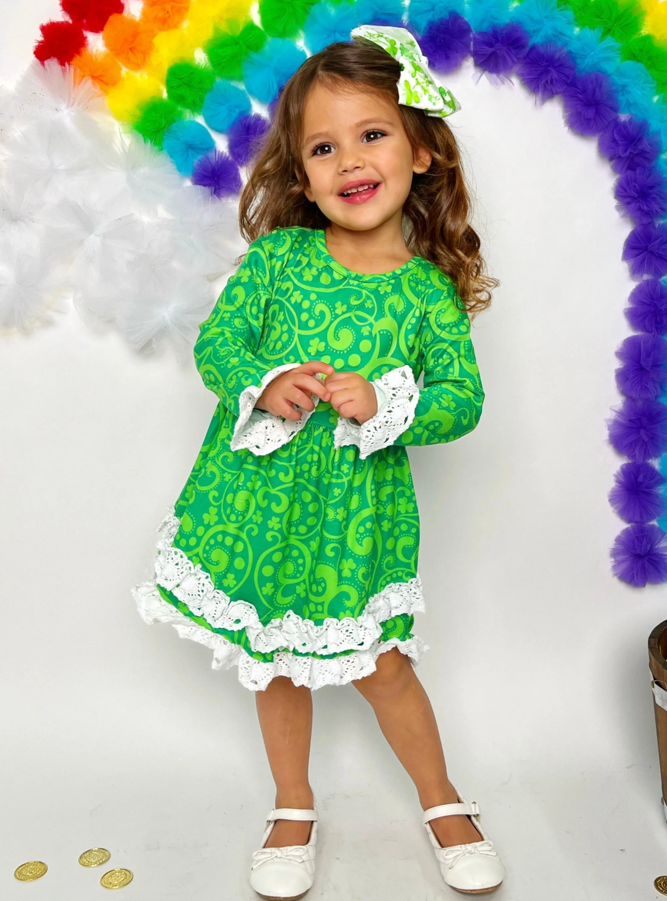 St. Patty Paisley Crochet Hem Dress