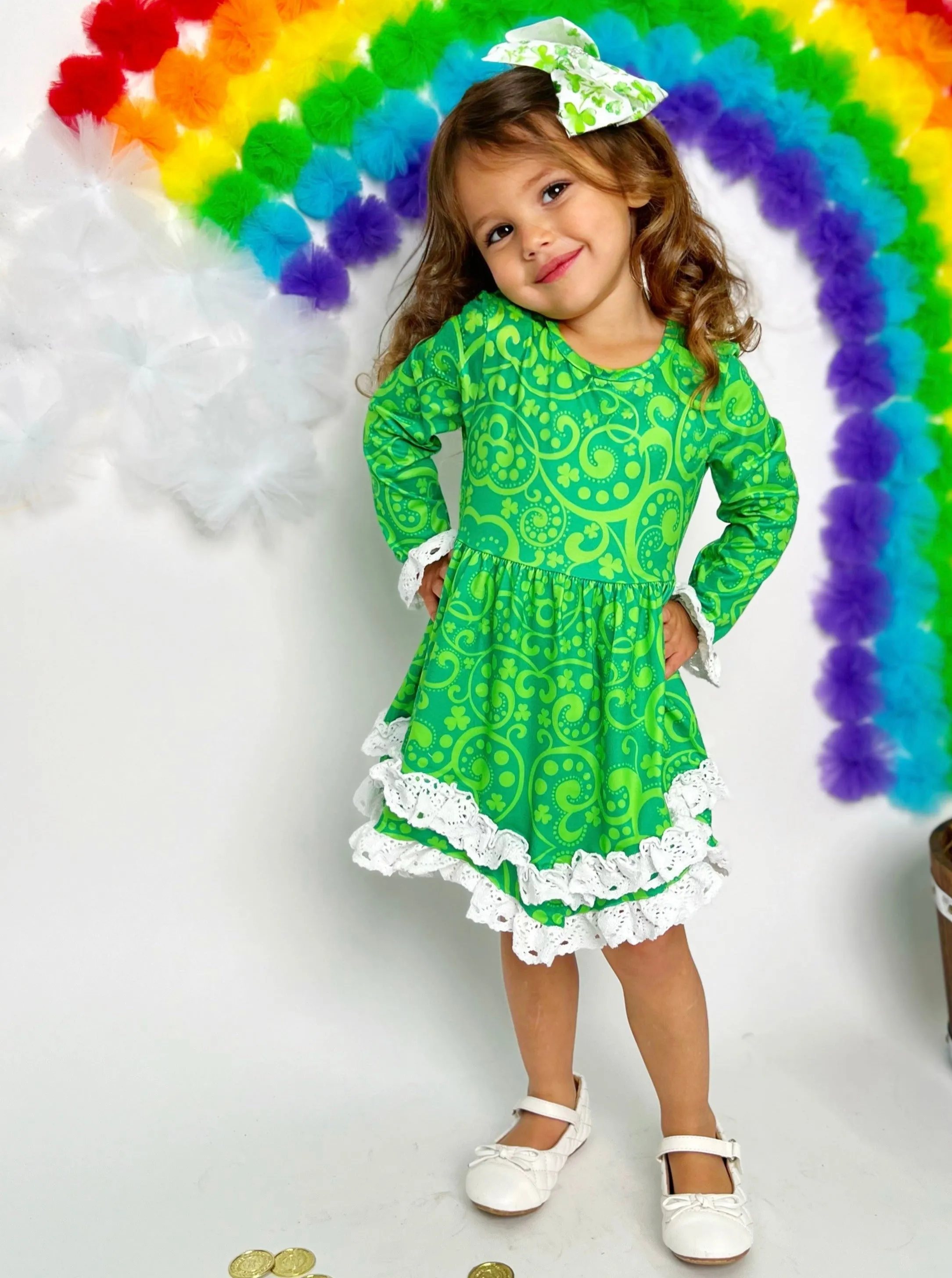 St. Patty Paisley Crochet Hem Dress