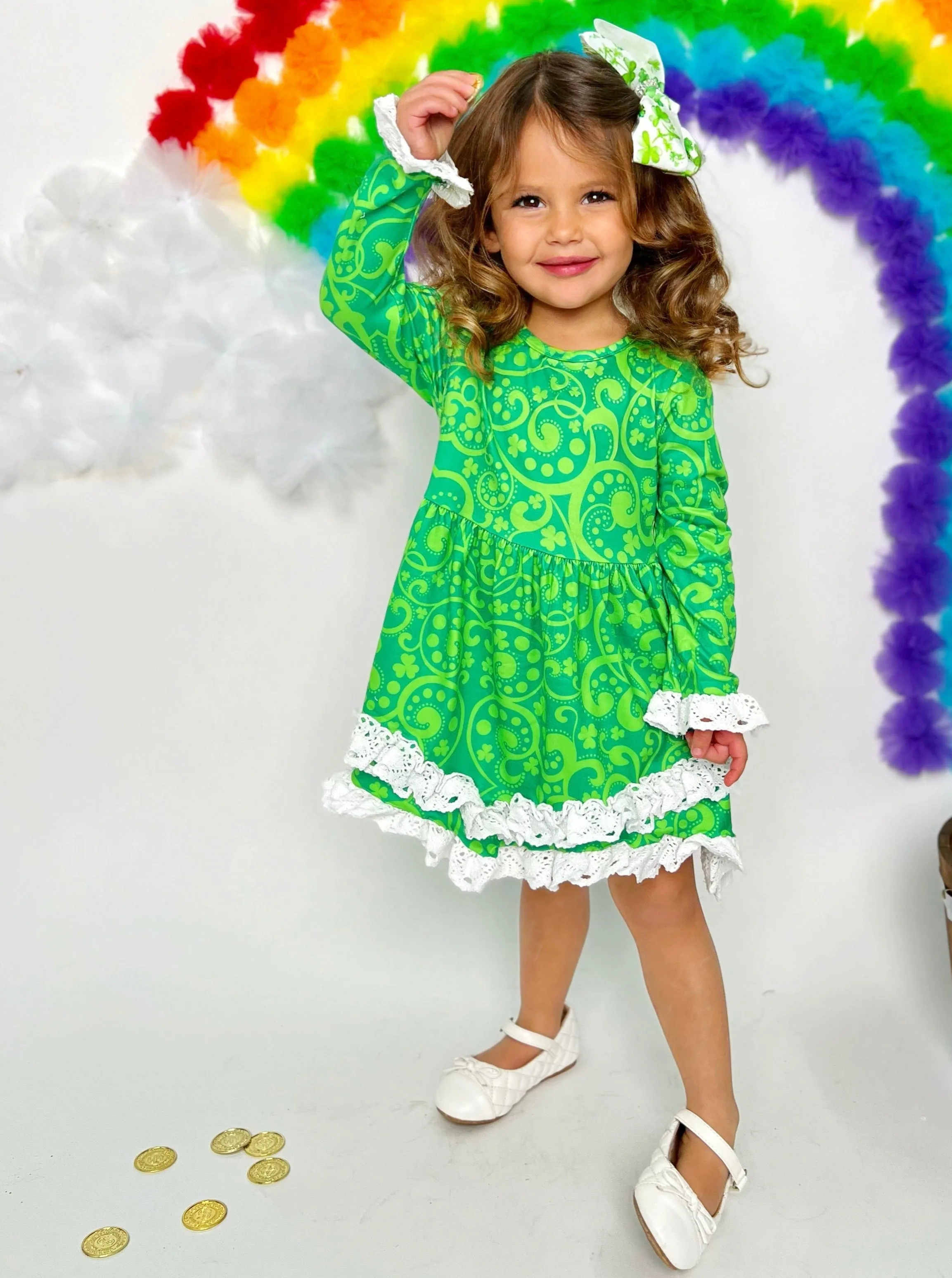 St. Patty Paisley Crochet Hem Dress