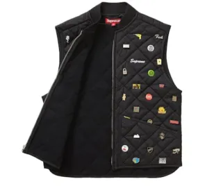 Supreme Pins Quilted Work Vest - Black